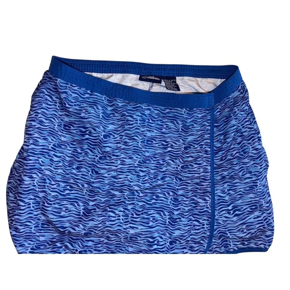 Catalina Womens Blue Wave Print Swim Skirt Cover-Up Size M 8/10 CA614152